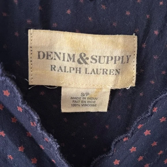 Denim & supply Ralph Lauren dress button-down V-neck mini dress navy /red stars - Picture 2 of 10